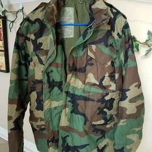 VINTAGE M-65 M65 USA Army Woodland Camo Military F